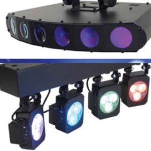 Pack lumière soirée 2 effets rotatifs + bloc led + pied + connecteurs