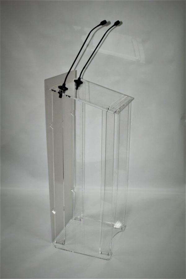 Pupitre Plexiglas avec 2 micro col cygne shure
